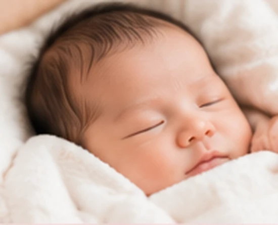 Sleeping newborn baby wrapped comfortably in a soft blanket