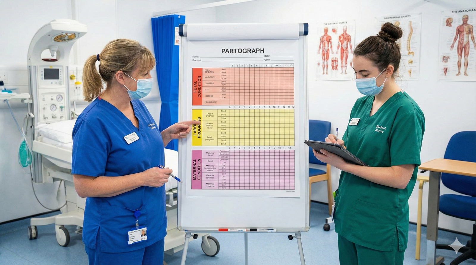 Components of a partograph fetal maternal labour monitoring